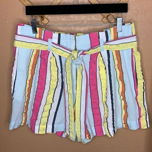 J. Crew Paper Bag Seersucker Stripe Ribbon Shorts Size 10 - Picture 2 of 14